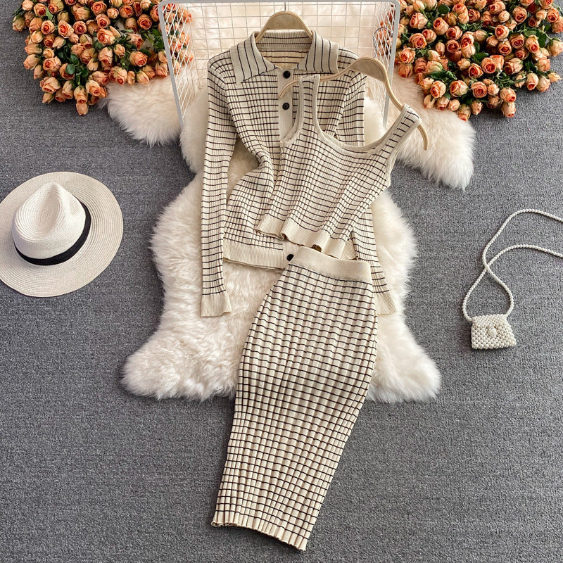 Slim Knit Lapel Three Piece Set - It Is What It Is & Always Will Be 