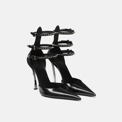 Hollow Lacquer Leather Rivet Heels - It Is What It Is & Always Will Be 