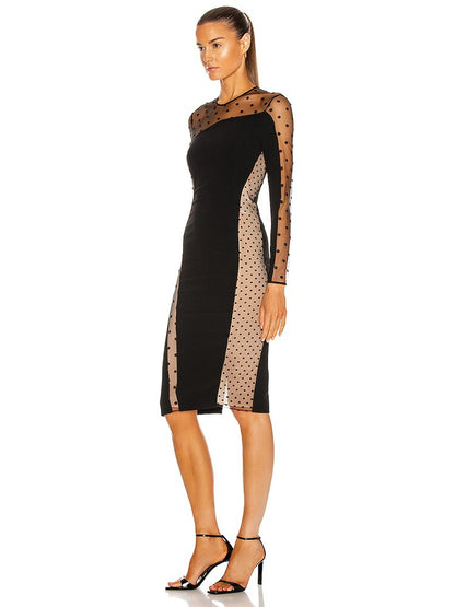 Long Sleeve Polka Dot Temperament Dress - It Is What It Is & Always Will Be 