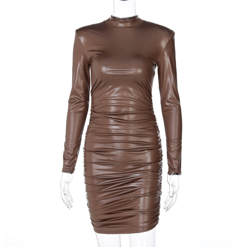 Slim Ruffled Long Sleeve Dress - It Is What It Is & Always Will Be 