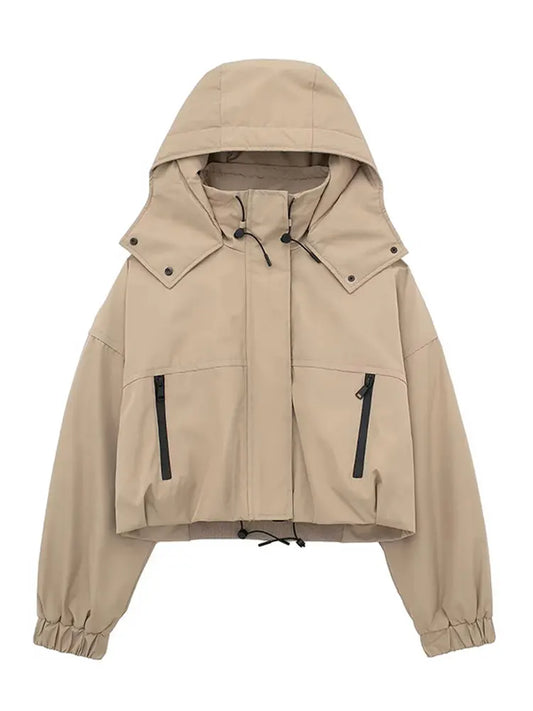 Hooded Cropped Casual Jacket