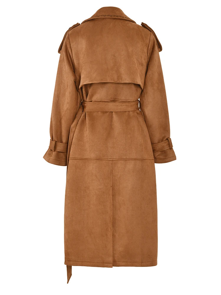 Elegant PU Suede Trench