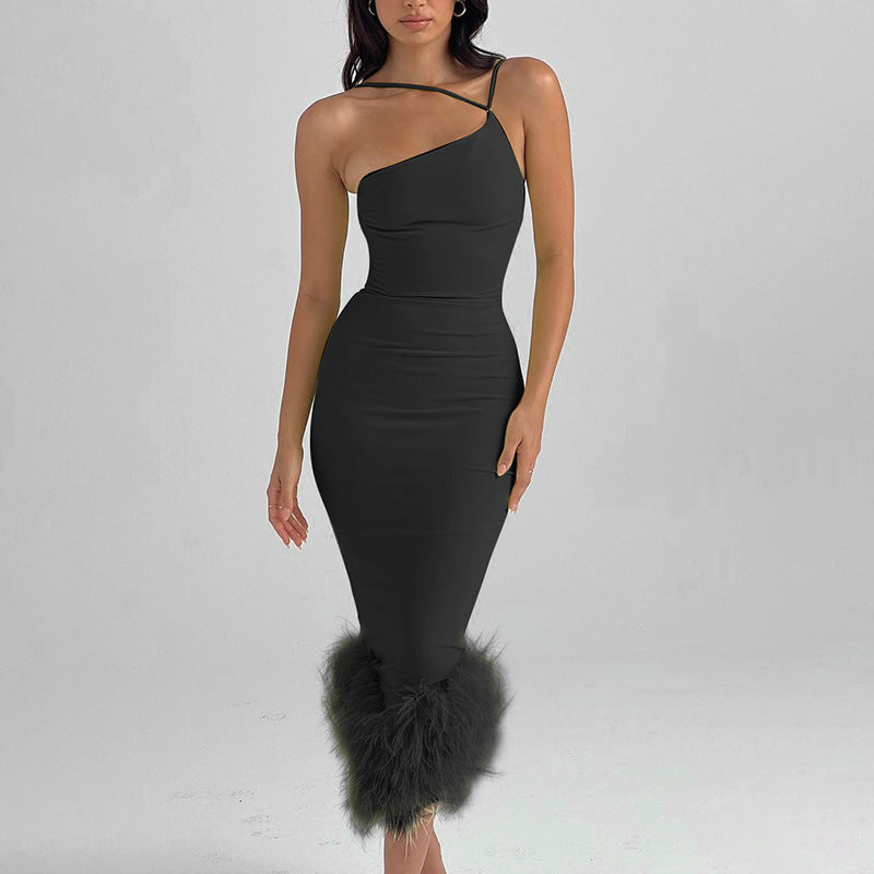 Fur Hem Dress - It Is What It Is & Always Will Be 