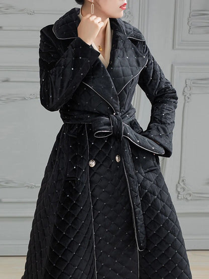 Wool Collar Sequin Midi Cotton Coat - It Is What It Is & Always Will Be 