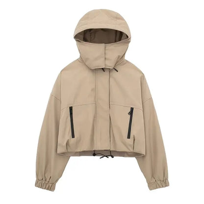 Hooded Cropped Casual Jacket