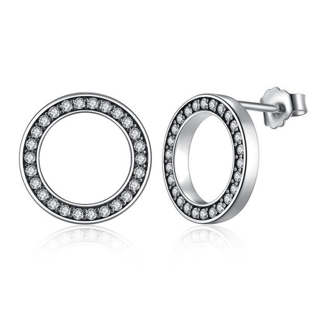 Lucky Forever Circular Stud Earrings 100% 925 Sterling Silver - It Is What It Is & Always Will Be 