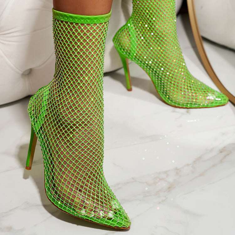 Crystal Rhinestone Mesh Stretch Sock Boots - It Is What It Is & Always Will Be 