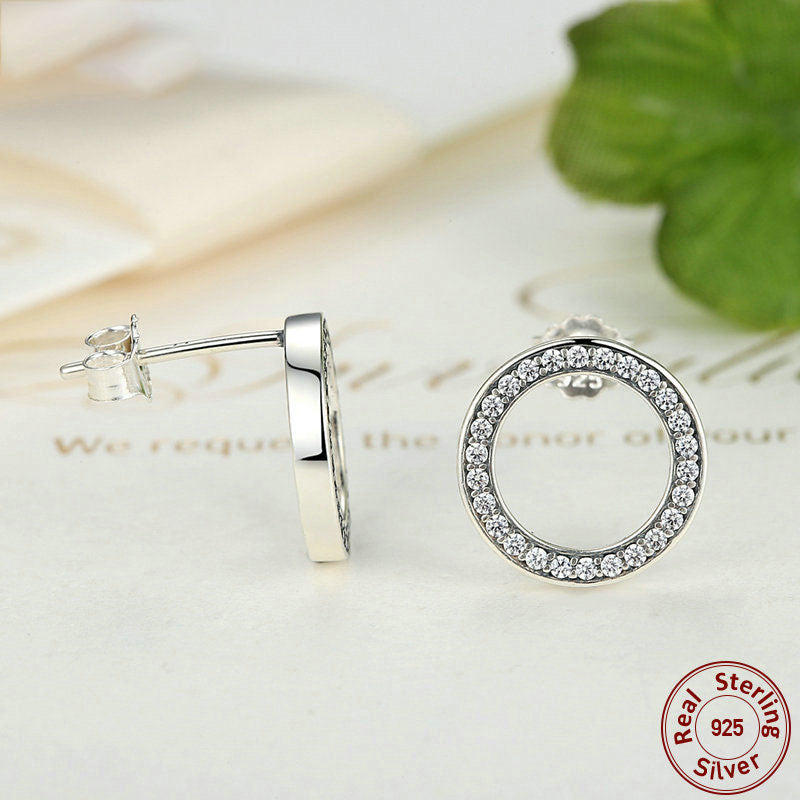Lucky Forever Circular Stud Earrings 100% 925 Sterling Silver - It Is What It Is & Always Will Be 