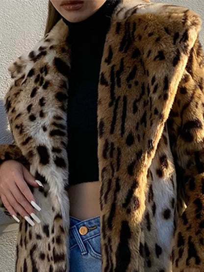 Leopard Pattern Faux Fur Coat - It Is What It Is & Always Will Be 