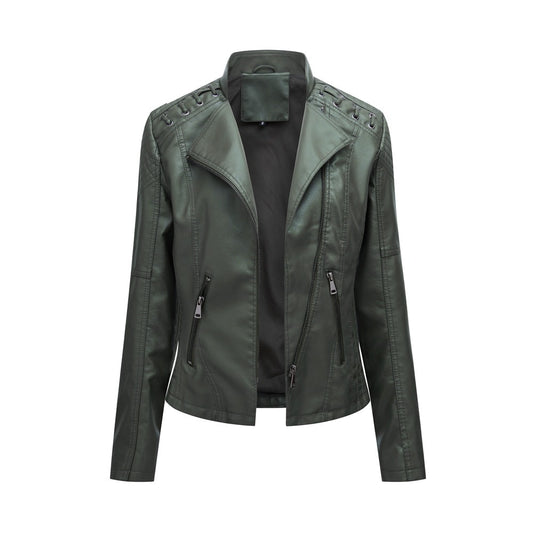 Women's Slim Fit Thin PU Leather Jacket