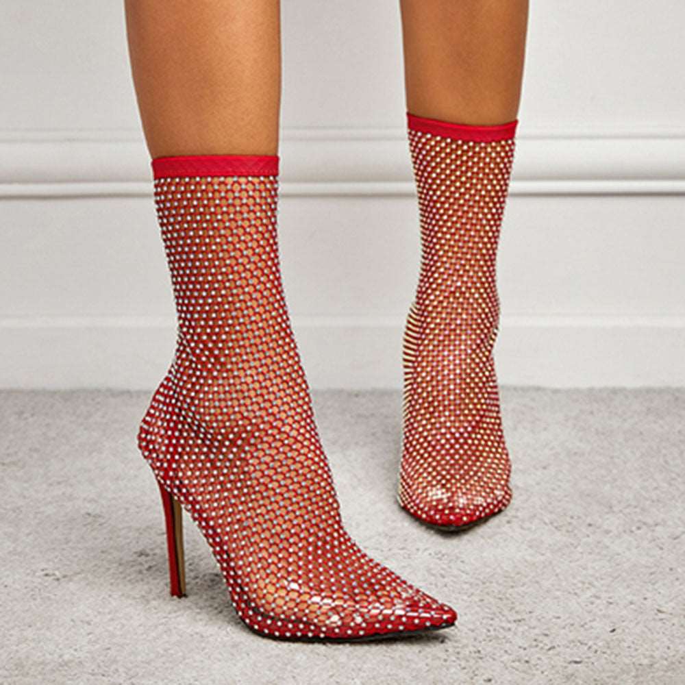 Crystal Rhinestone Mesh Stretch Sock Boots - It Is What It Is & Always Will Be 