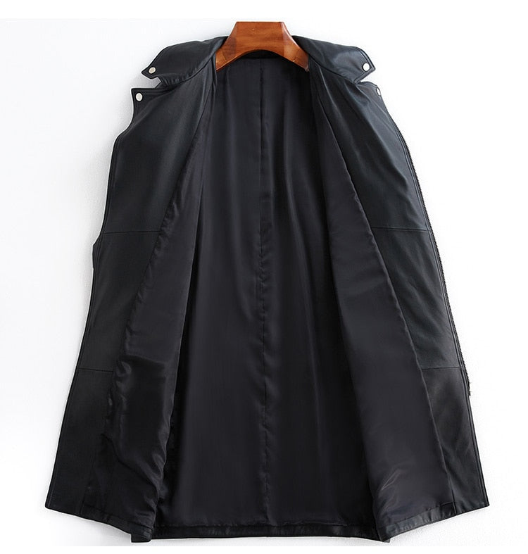 Oversized Black Women's Leather Biker Jacket