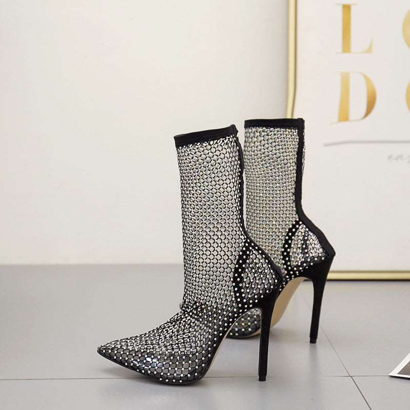 Crystal Rhinestone Mesh Stretch Sock Boots - It Is What It Is & Always Will Be 
