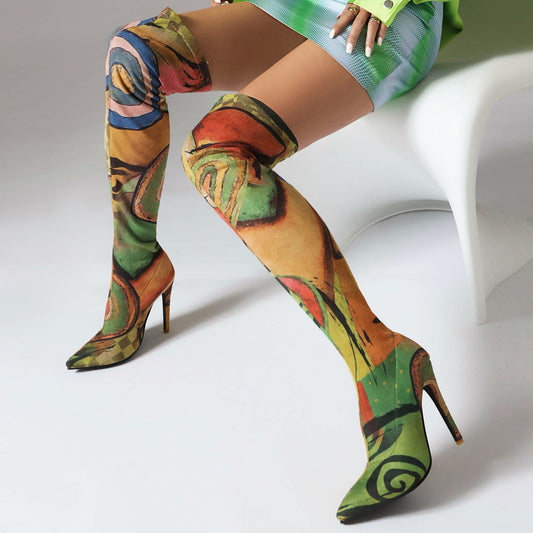 Graffiti Over Knee Boots - It Is What It Is & Always Will Be 