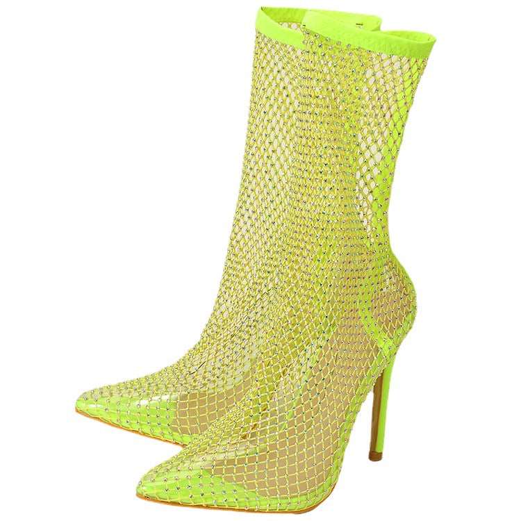 Crystal Rhinestone Mesh Stretch Sock Boots - It Is What It Is & Always Will Be 