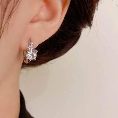 Simple Square Diamond Earrings