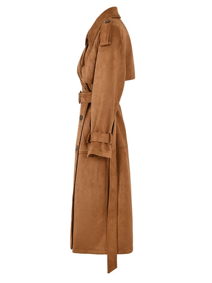 Elegant PU Suede Trench