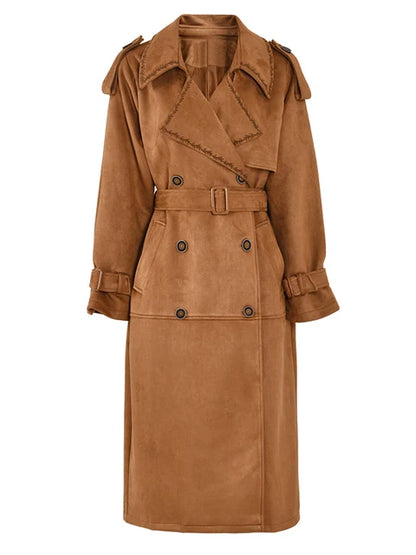 Elegant PU Suede Trench