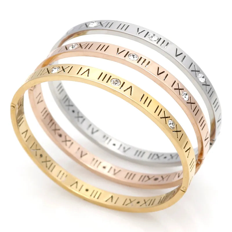 Zircon Roman Numerals Bangles - It Is What It Is & Always Will Be 