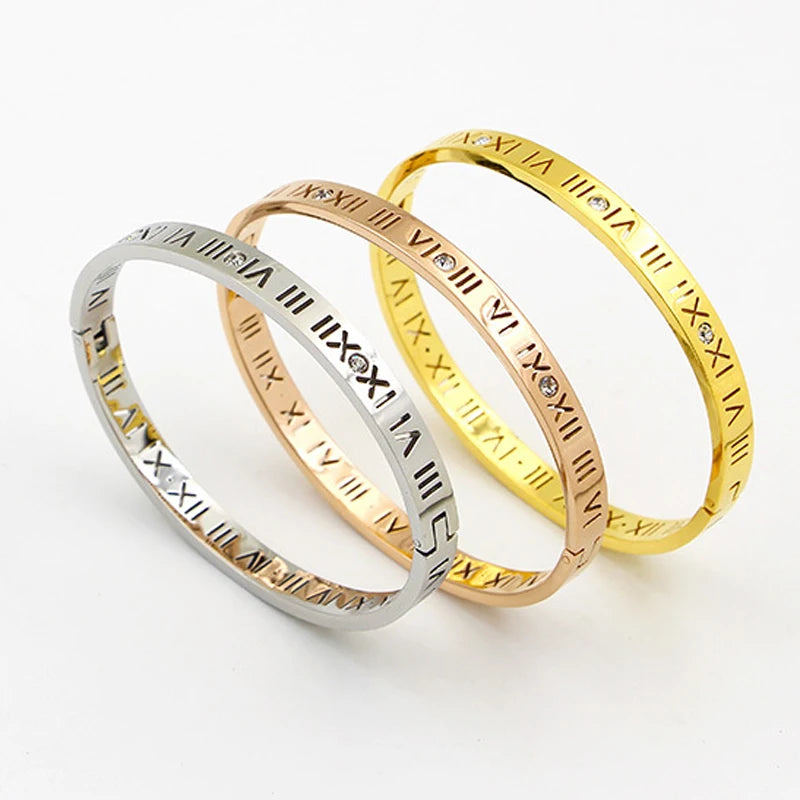 Zircon Roman Numerals Bangles - It Is What It Is & Always Will Be 